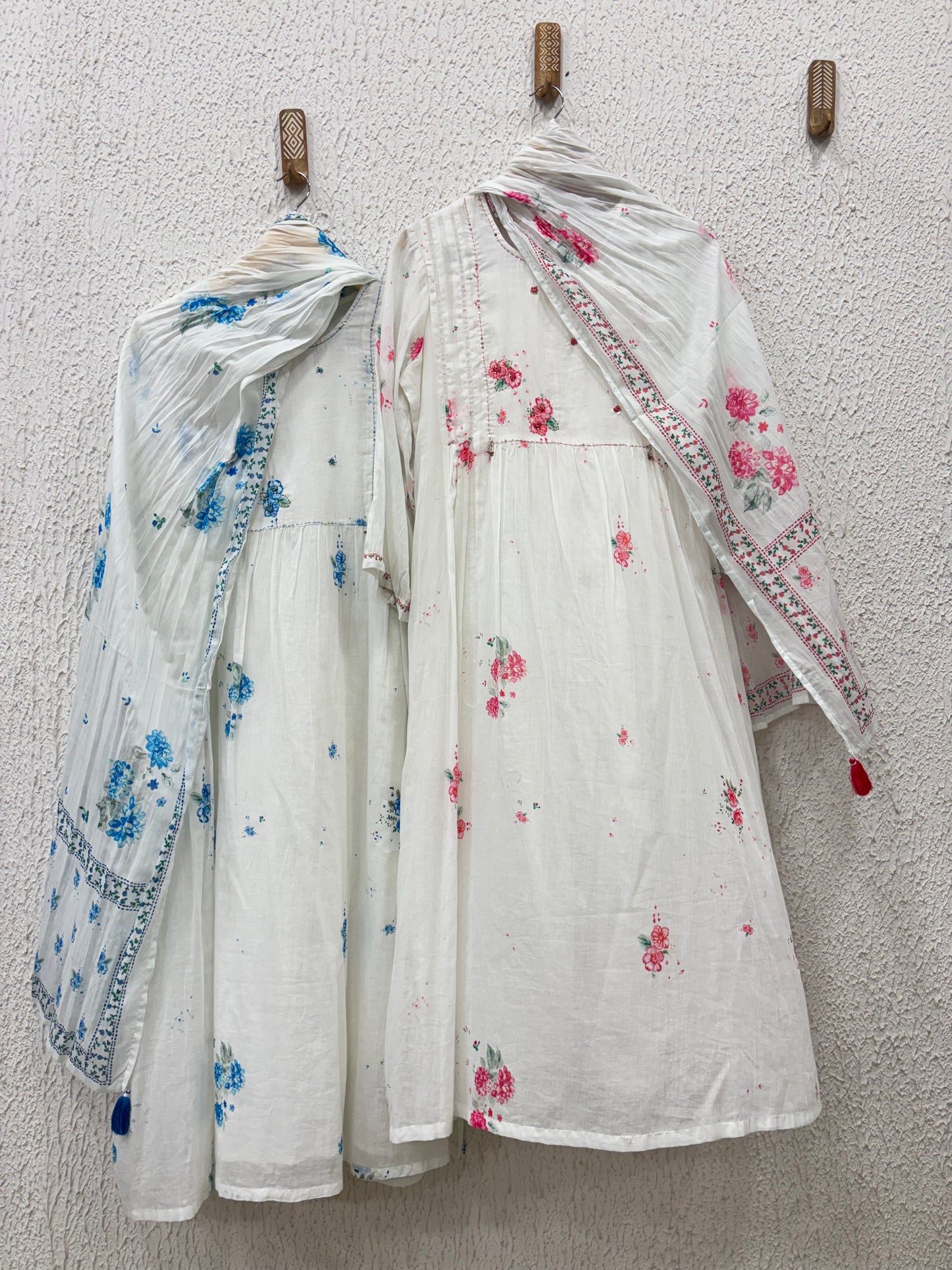 Mul Mul Cotton Floral A-Line Kurta Set with Lining