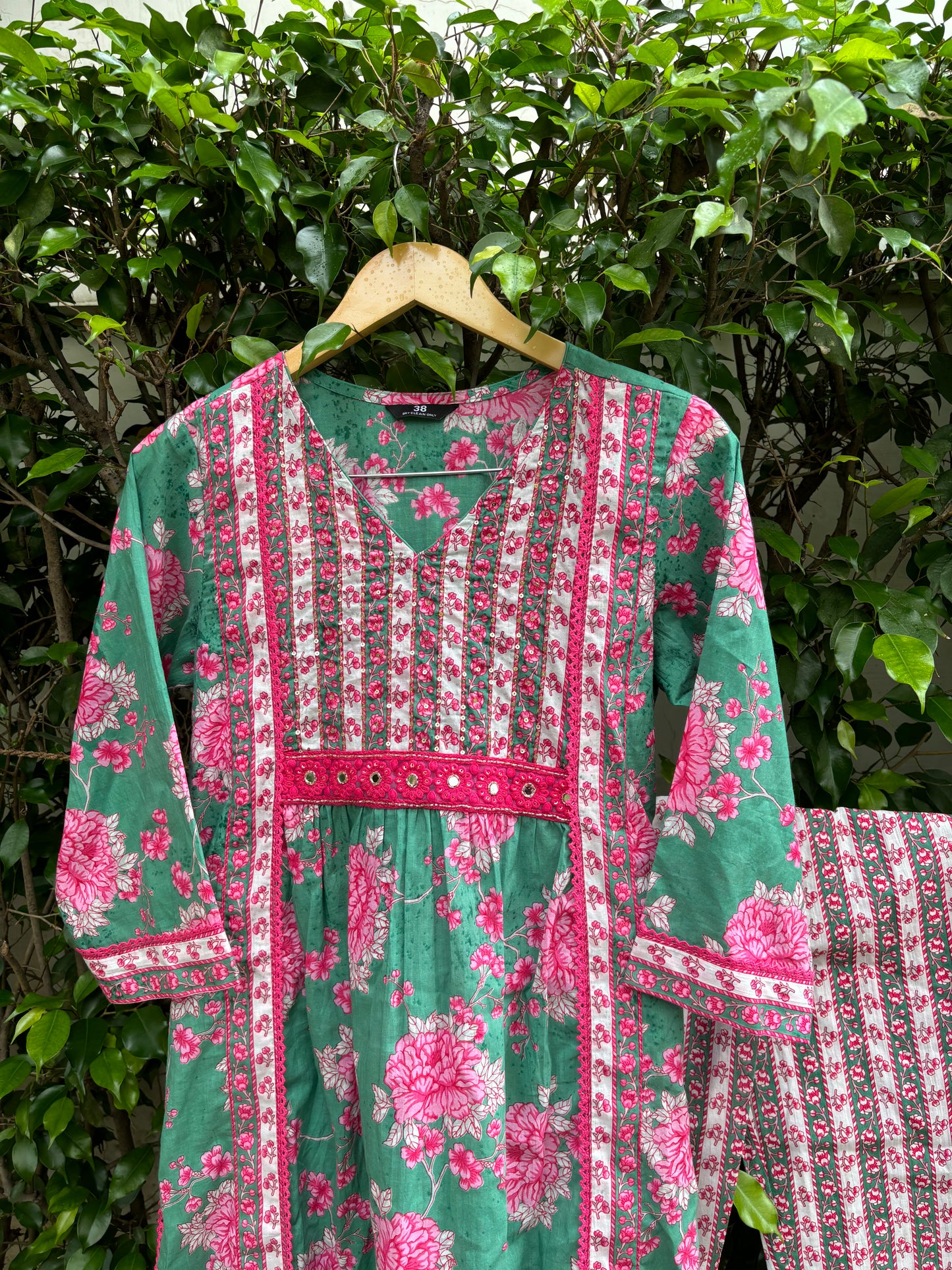 Floral Printed Cotton Straight Suit Set