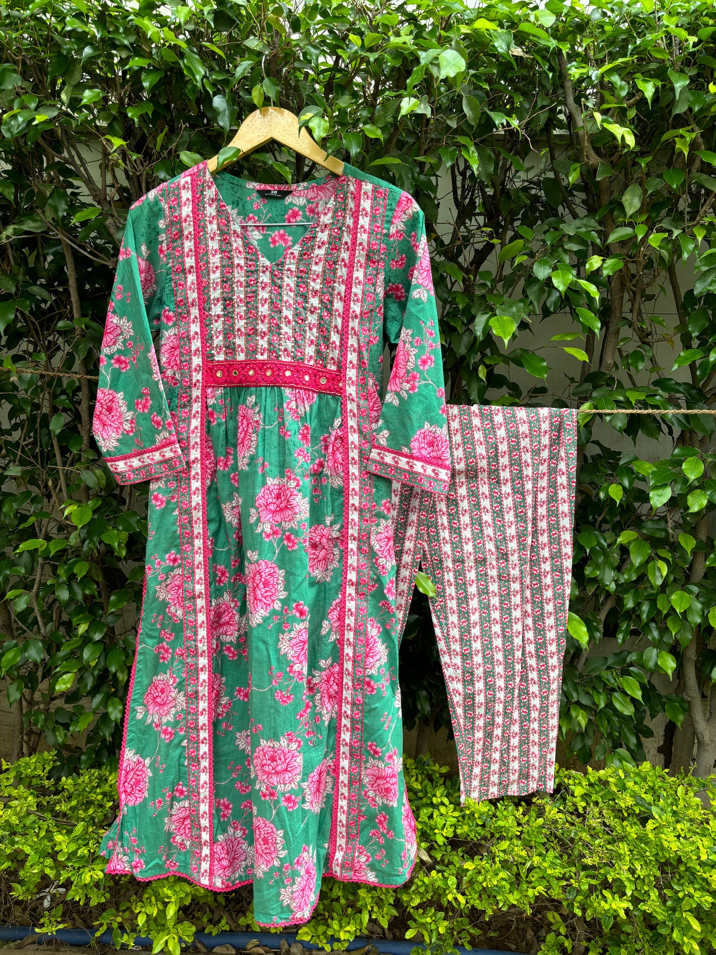 Floral Printed Cotton Straight Suit Set