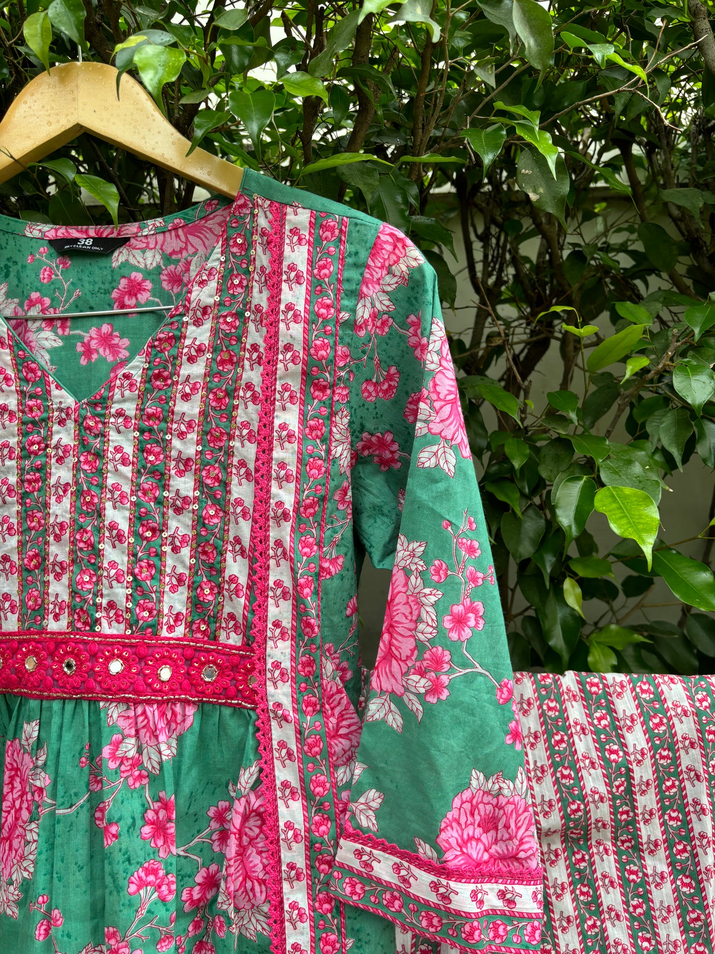 Floral Printed Cotton Straight Suit Set