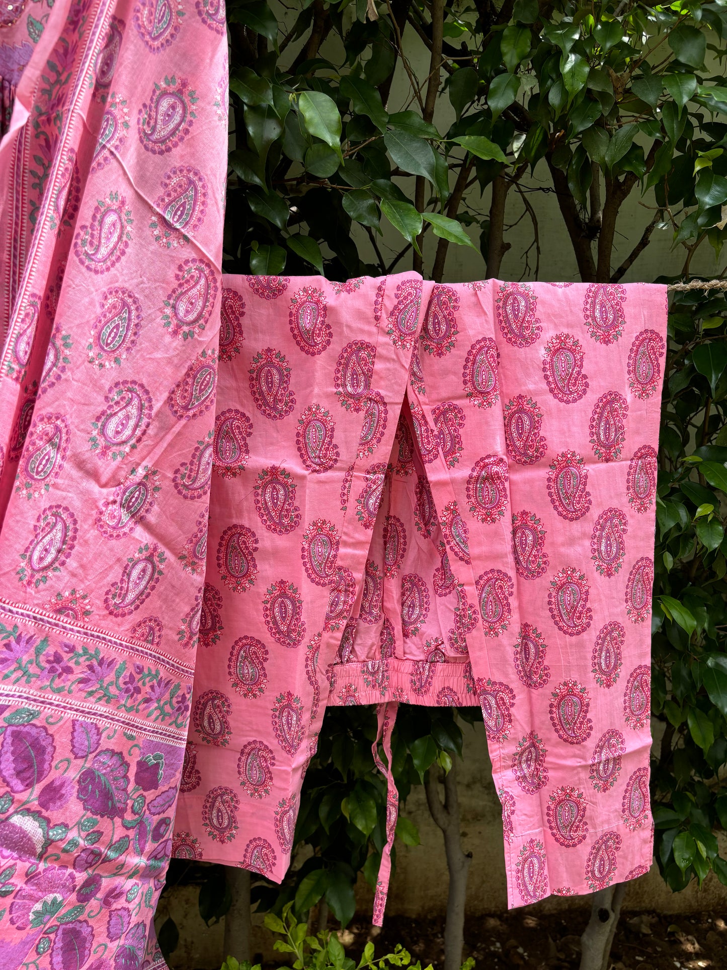 Pink Floral Alia Cut Anarkali Suit Set