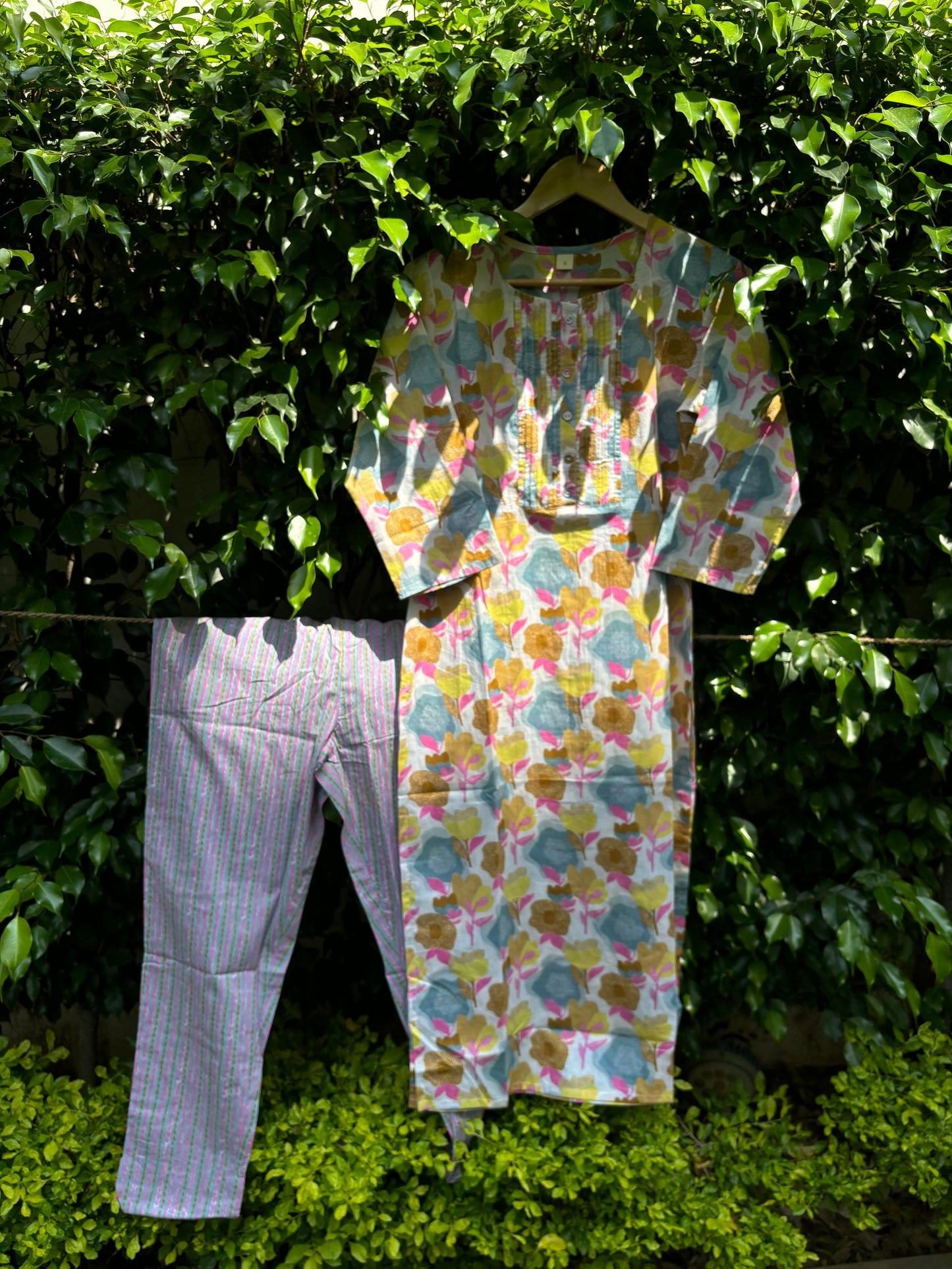 Floral Cotton Kurta Pant Set