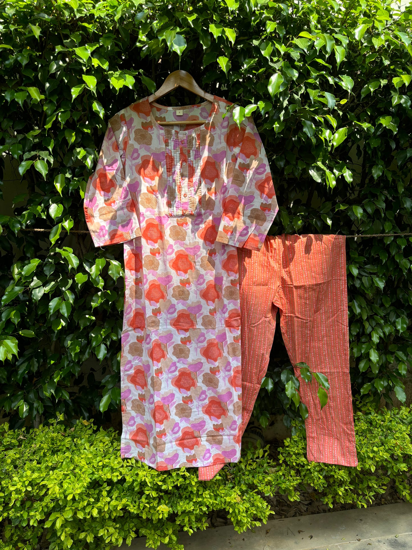 Floral Cotton Kurta Pant Set