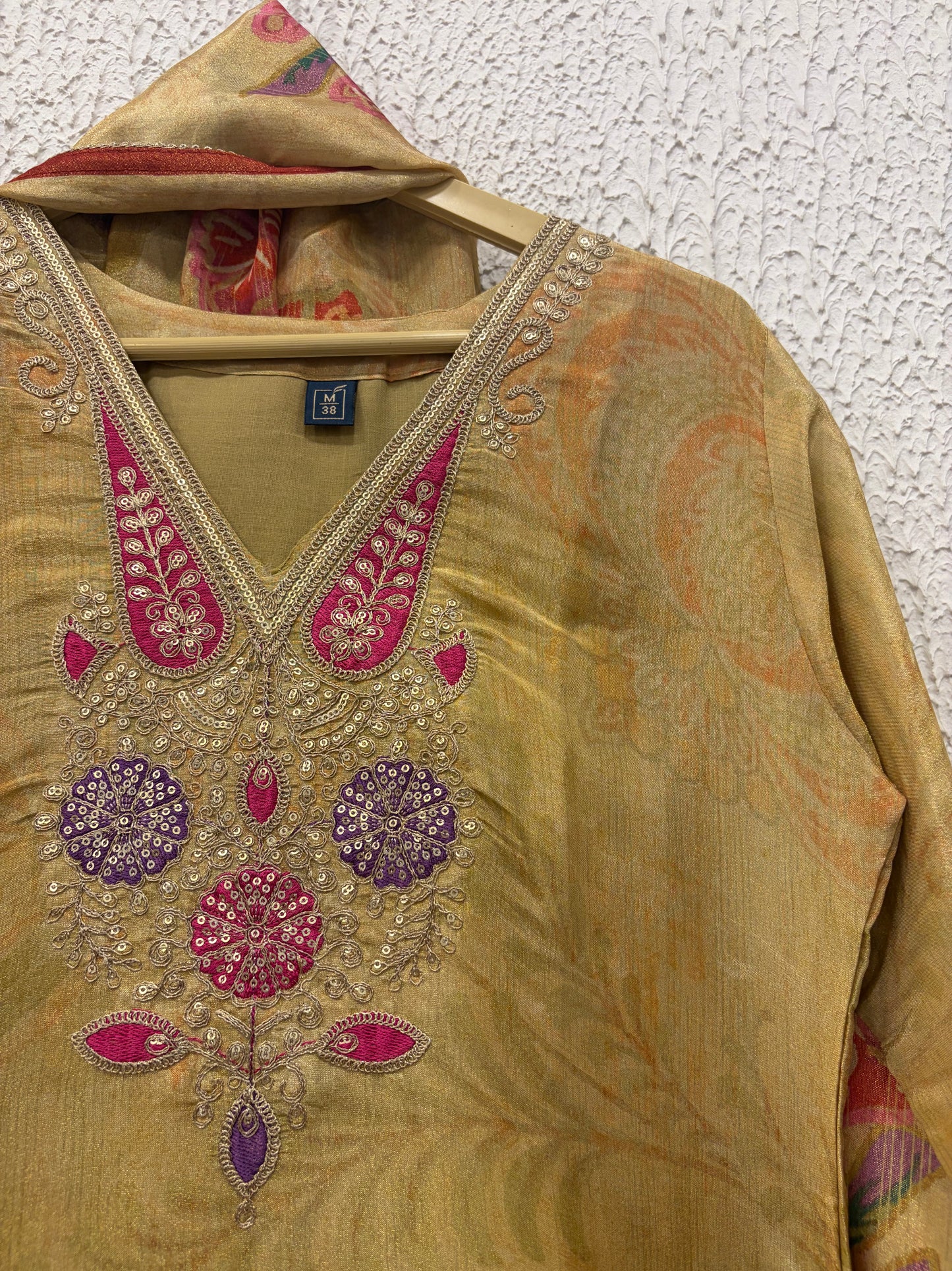 Golden Shimmer Silk Straight Kurta Set