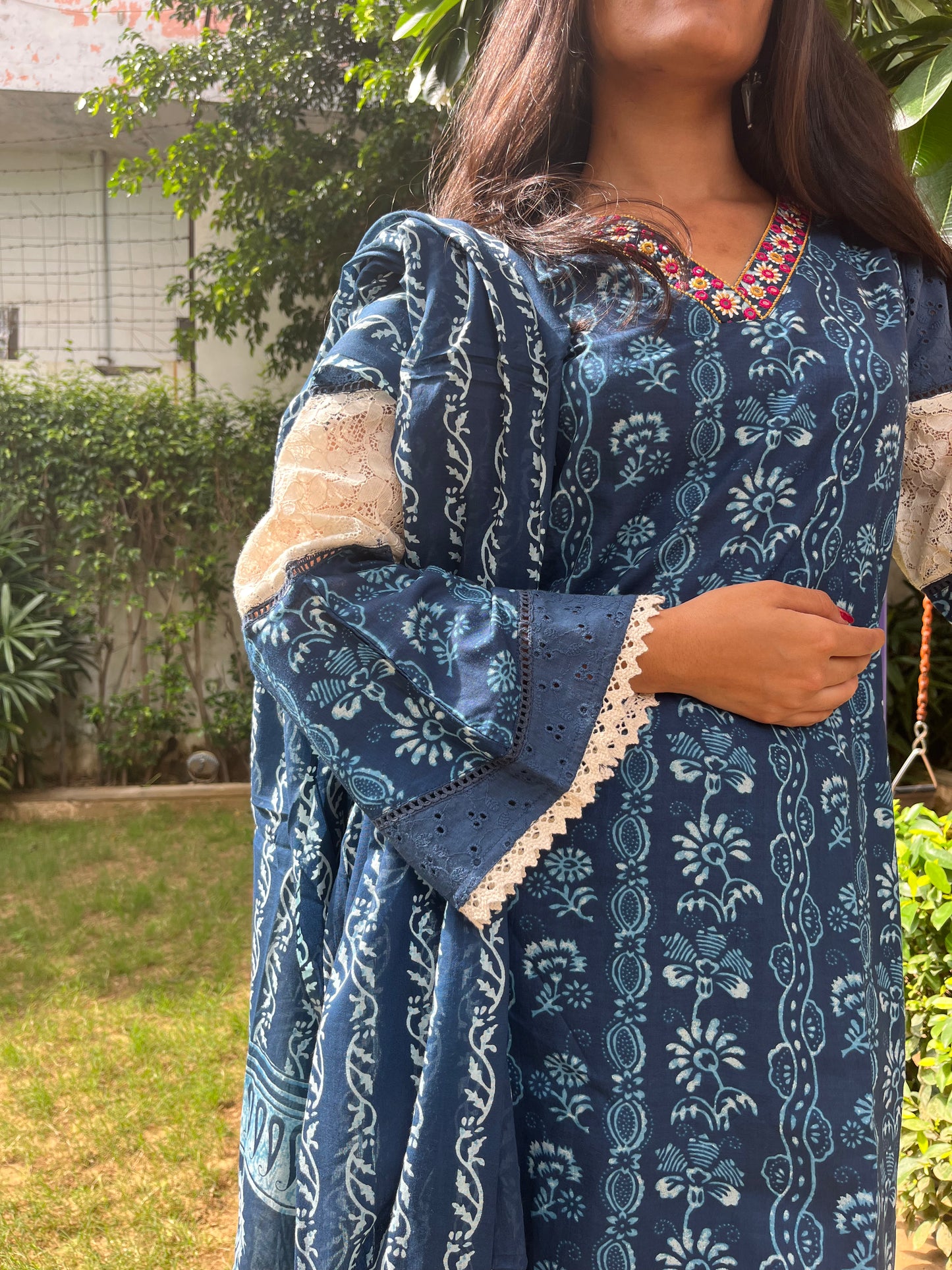 Indigo Straight Suit Set
