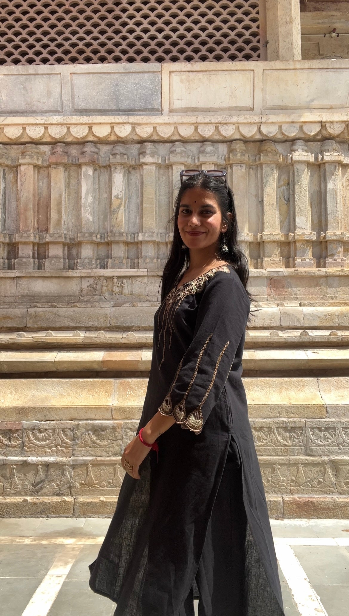 Black Embroidered Cotton Kurta Pant Set
