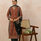 Brown Cotton Ajrak Kurta Set