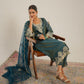 Hand-Embroidered Pure Shimmer Kurta Set with Organza Dupatta