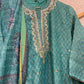 Teal Blue Printed Silk Kurta Set With Printed Dupatta