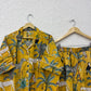 Mustard Animal Printed Cotton Coordset.