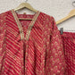 Pink muslin kurta set with embroidery