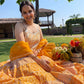 Yellow Gotta work Cotton Anarkali Suit Set with Organza Dupatta