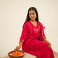 Hand-Embroidered Mul Chanderi Nayra-Cut Kurta Set