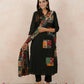 Black Cotton Kurta Set with Appliqué Work