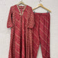 Pink muslin kurta set with embroidery