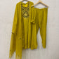 Yellow Mul Cotton Suit Set with hand katha work