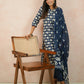 Blue/Red Elephant Print Cotton Kurta Set