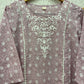 Pink printed cotton kurta set with dupatta