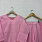 Pink/Teal blue Floral printed cotton loungewear set.