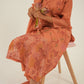 Peach Floral Threadwork Kurta Set