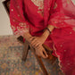 Hand-Embroidered Pure Shimmer Kurta Set with Organza Dupatta