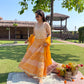 Yellow Gotta work Cotton Anarkali Suit Set with Organza Dupatta