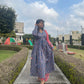 Blue Handblock Cotton Printed Kurta with kota doriya dupatta.