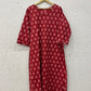 Red Floral print cotton Kurta.