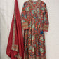 Angrakha Pattern Cotton Anarkali with Kota Doriya Dupatta