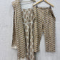 Beige Printed Cotton Anarkali Suit Set with lace detailing