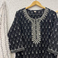 Black printed cotton kurta set with dupatta