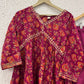 Maroon & Blue Floral printed Muslin kurta set with embroidery