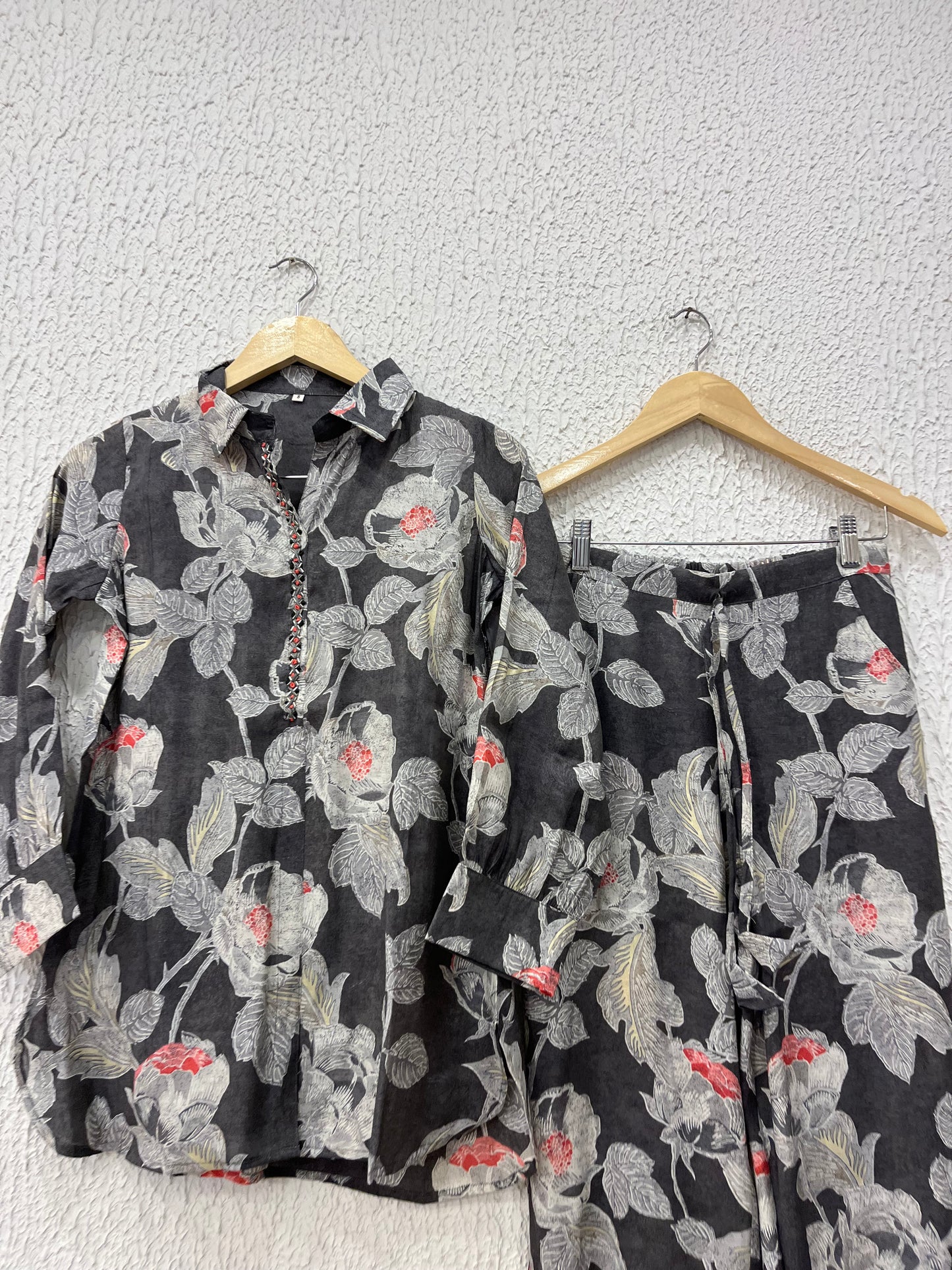 Black Floral printed cotton Coordset.