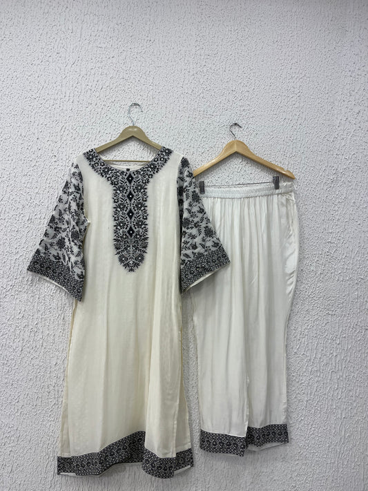 White Premium Russian Silk Kurta Pant