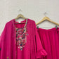 Pink Mul Cotton Suit Set with hand katha work