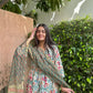 Green Handblock Printed Cotton Anarkali