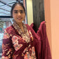 Wine Color Floral Printed Dupatta Set