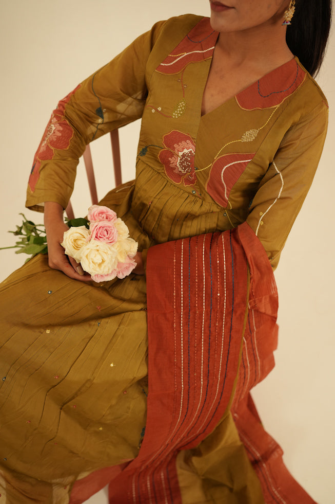 Mulchanderi Anarkali Set With Embroidery