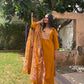 Mustard Cotton Suit Set with Ajrak Printed Dupatta