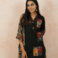 Black Cotton Kurta Set with Appliqué Work