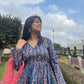 Blue Handblock Cotton Printed Kurta with kota doriya dupatta.