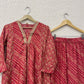 Pink muslin kurta set with embroidery
