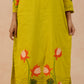 Green Pure Mulmul Kurta Set with Lotus Appliqué Work