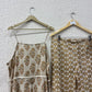 Beige Printed Cotton Anarkali Suit Set with lace detailing