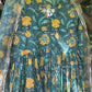 Floral Green Handblock Printed Cotton Anarkali