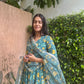 Floral Green Handblock Printed Cotton Anarkali