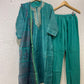 Teal Blue Printed Silk Kurta Set With Printed Dupatta