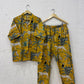 Mustard Animal Printed Cotton Coordset.