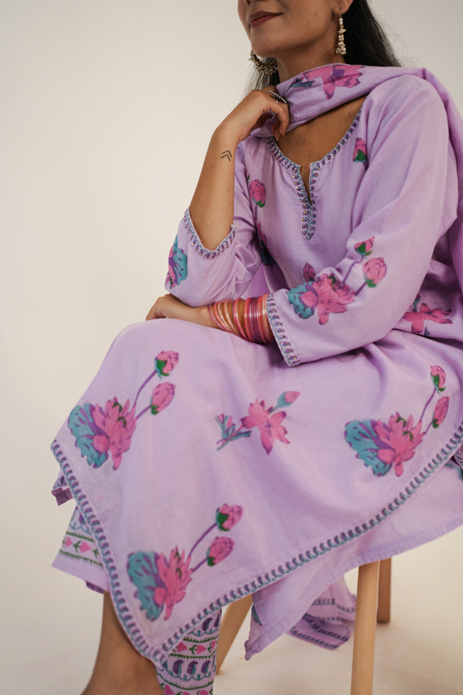 Hand-Painted Mul Chanderi Kurta Set