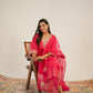 Hand-Embroidered Pure Shimmer Kurta Set with Organza Dupatta